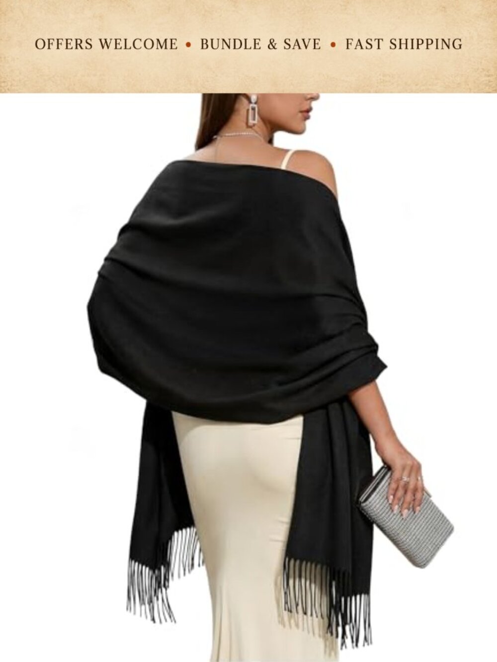 Pashmina Shawl Wrap Long Scarf Wedding Bride Evening Wrap Lightweight